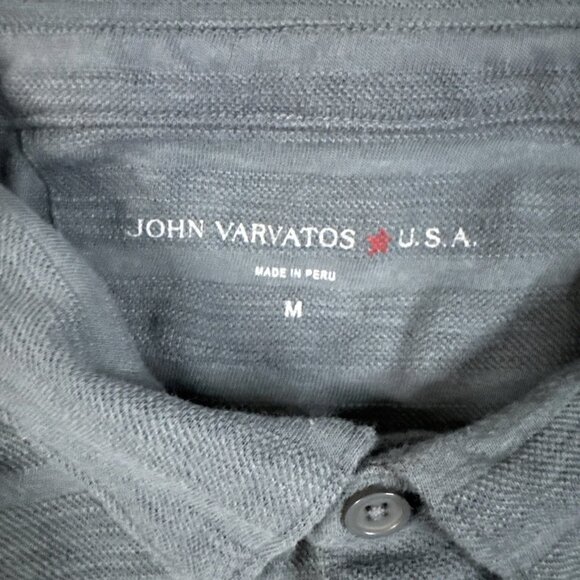 John Varvatos Polo Shirt Mens Gray Cotton Designer Preppy Casual Size Medium - Picture 2 of 5